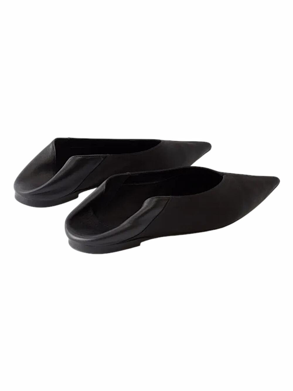 Saint Laurent Carolyn Satin Leather Pointed Toe Mule Flats Black Women Size 37